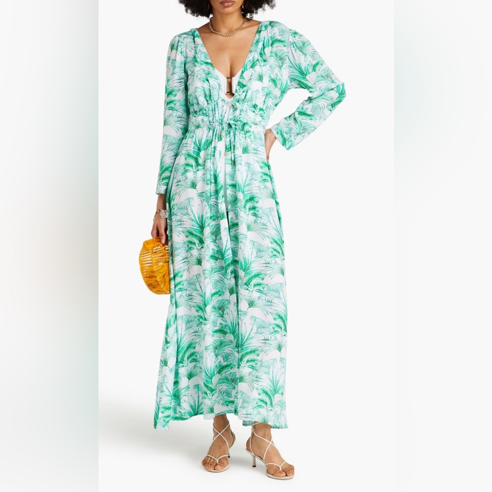 NWT Melissa Odabash Farrah Printed Voile Maxi Kaftan Swim Cover Up. Size small